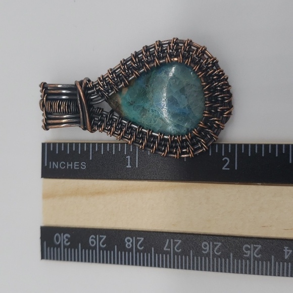 272- Wire Wrapped Natural Stone Pendant Necklace Handmade NWT - Picture 4 of 5
